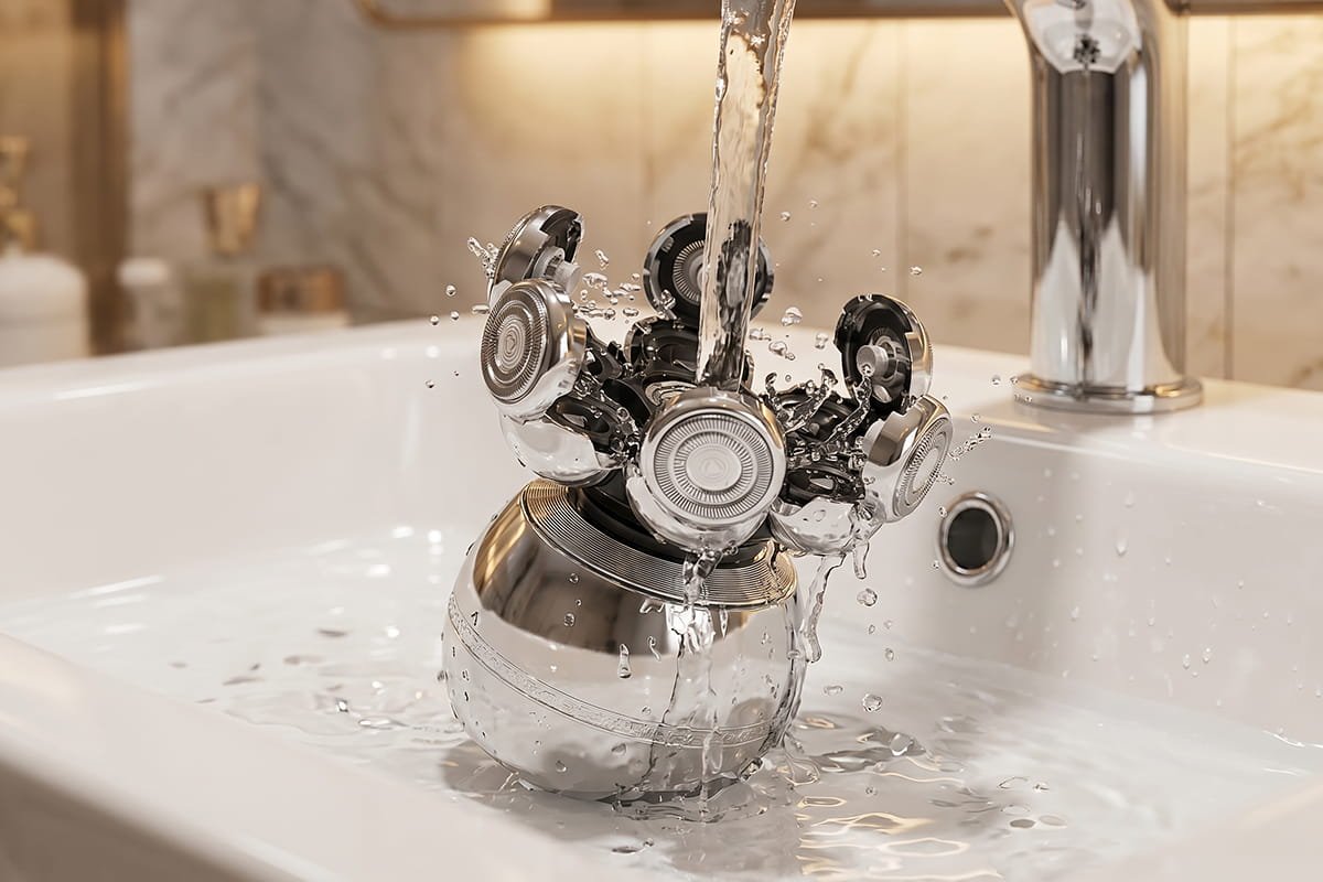 Rasoir Aeroblade rincé sous l'eau du robinet